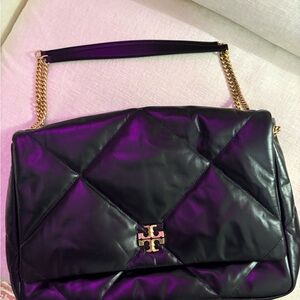 Tory Burch Black Quilted oversized Kira.